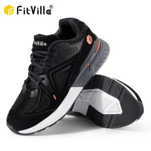 FitVille Men's Walking Shoes Extra Wide Lightweight Sneakers for Flat Feet Arch Fit Heel Pain Relief Non-Slip Running Shoes